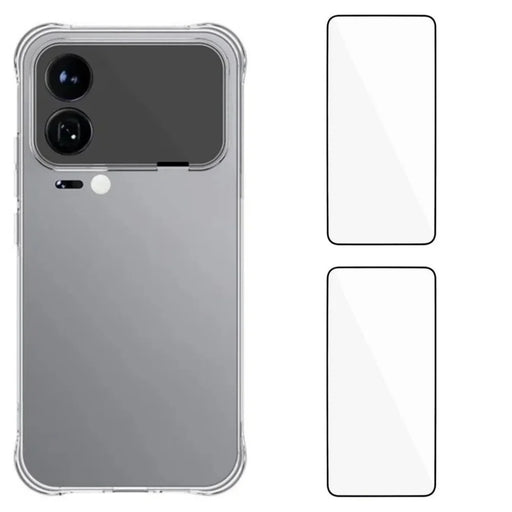 WANLONFENG For Xiaomi 17 Pro Case with 2Pcs Tempered Glass Films  WL2 Series  2.0mm TPU Phone Cover (Big Lens Hole) - Transparent - 1