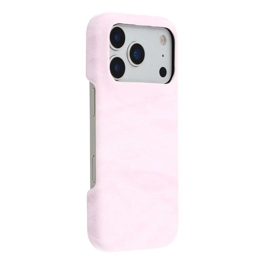 For iPhone 18 Pro Max / 17 Pro Max Case Velvet Texture Leather + PC Phone Back Cover - Pink - 1
