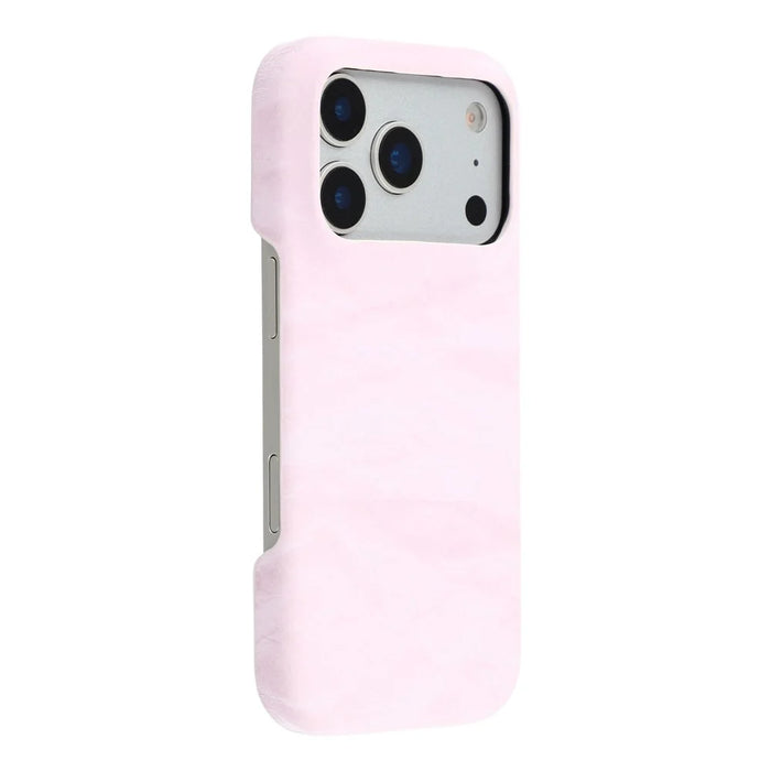 For iPhone 18 Pro Max / 17 Pro Max Case Velvet Texture Leather + PC Phone Back Cover - Pink - 1