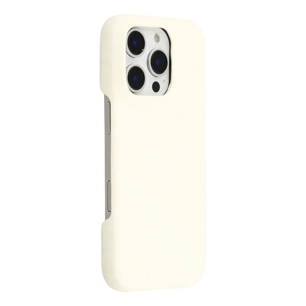 For iPhone 16 Pro Max Case Velvet Texture Leather + PC Phone Back Cover - White - 1