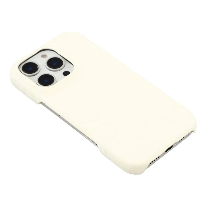 For iPhone 16 Pro Max Case Velvet Texture Leather + PC Phone Back Cover - White - 5
