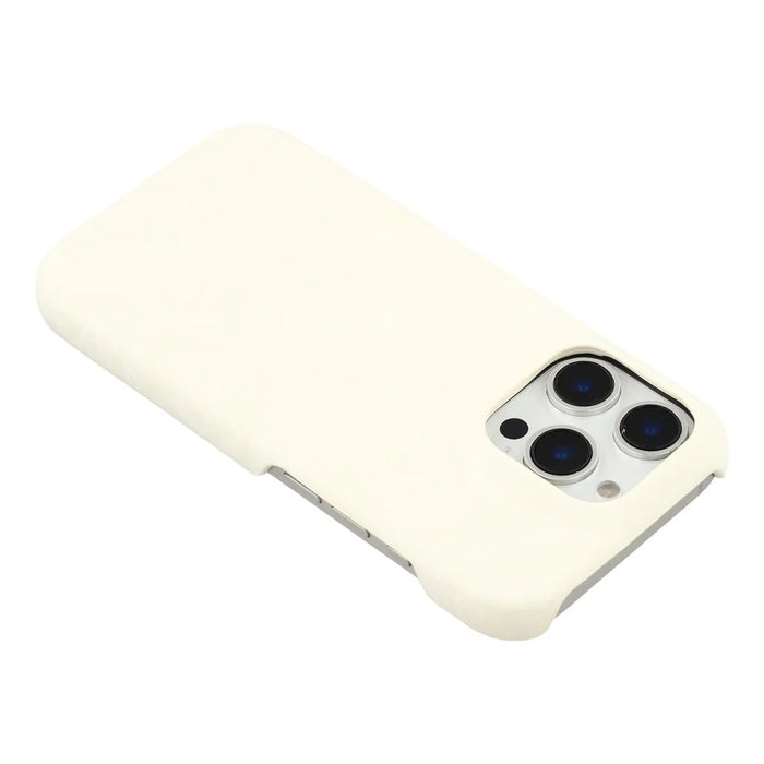 For iPhone 16 Pro Max Case Velvet Texture Leather + PC Phone Back Cover - White - 6