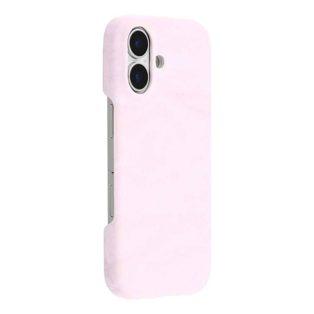 For iPhone 16 Case Velvet Texture Leather + PC Phone Back Cover - Pink - 1