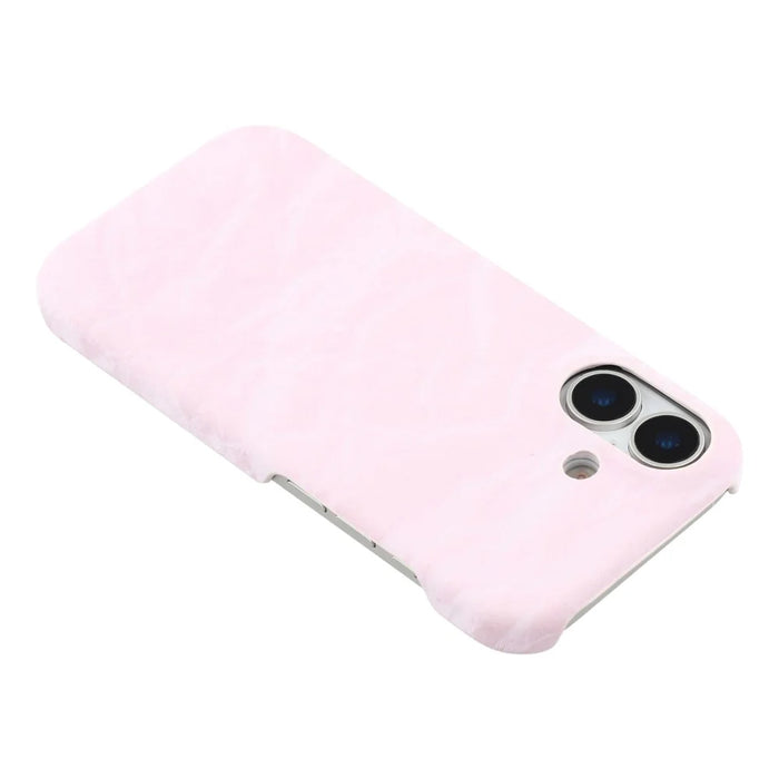 For iPhone 16 Case Velvet Texture Leather + PC Phone Back Cover - Pink - 5