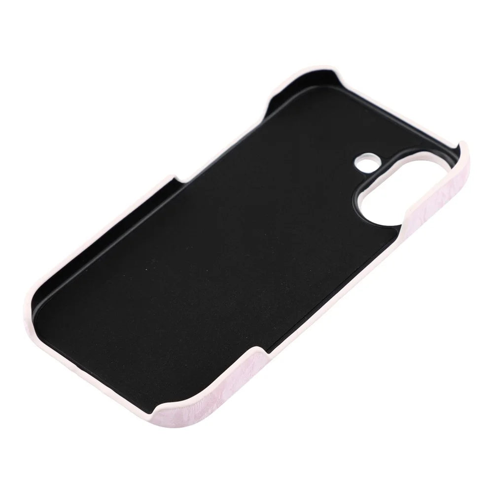 For iPhone 16 Plus Case Velvet Texture Leather + PC Phone Back Cover - Pink - 7