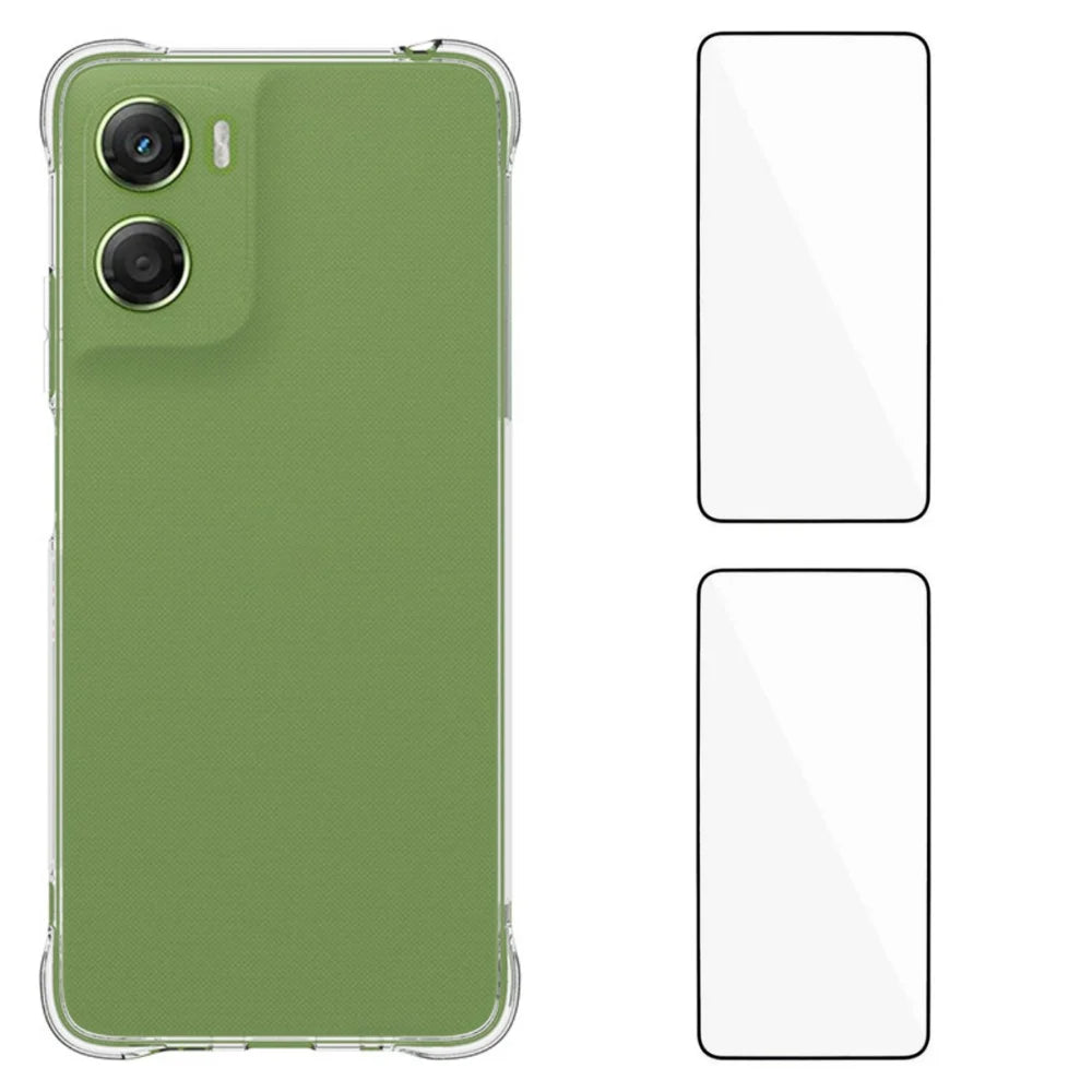 WANLONFENG For Motorola Moto G06 Power 4G / G06 4G TPU Case  WL2 Series 2.0mm Phone Cover with 2Pcs Tempered Glass Films - Transparent - 1