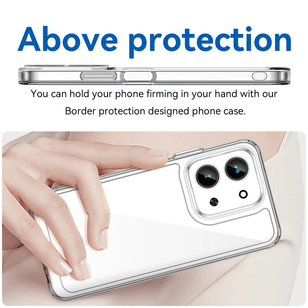 WANLONFENG For Xiaomi Redmi 15C 4G (EU) (173mm) / Xiaomi Redmi 15C 5G (EU) (173mm) Case  MF Series TPU Acrylic Clear Phone Cover with Tempered Glass Film - Transparent - 5