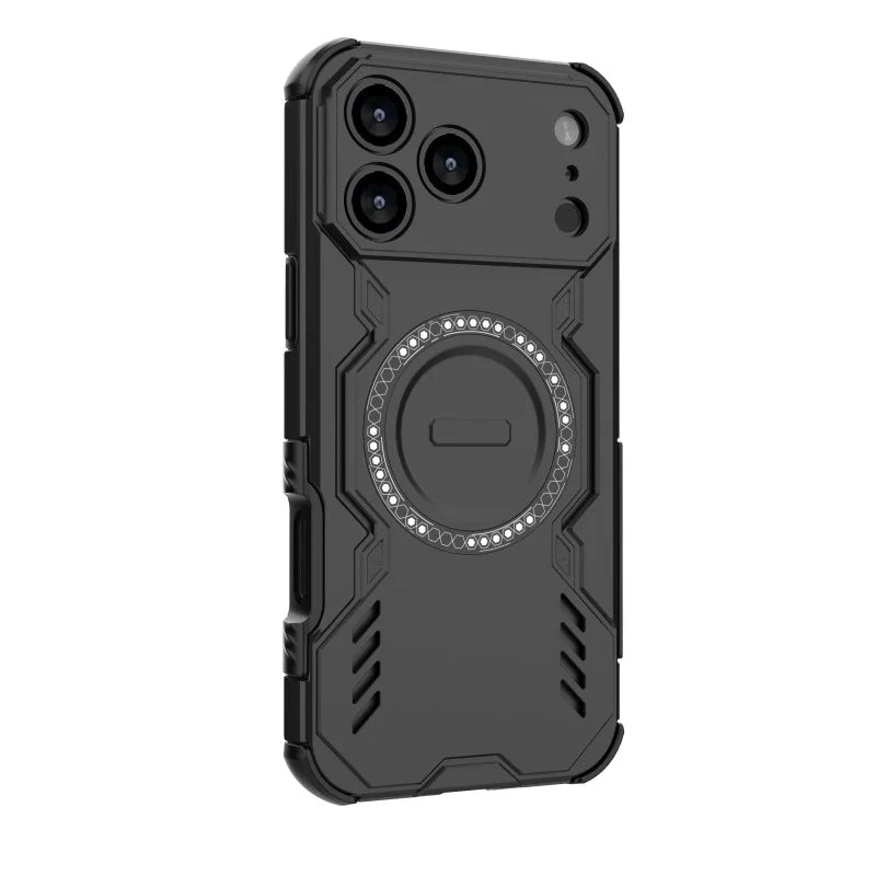 WANLONFENG For iPhone 17 Pro Max Magnetic Case  DJ Series PC TPU Phone Cover with 2Pcs Tempered Glass Film - Black - 4