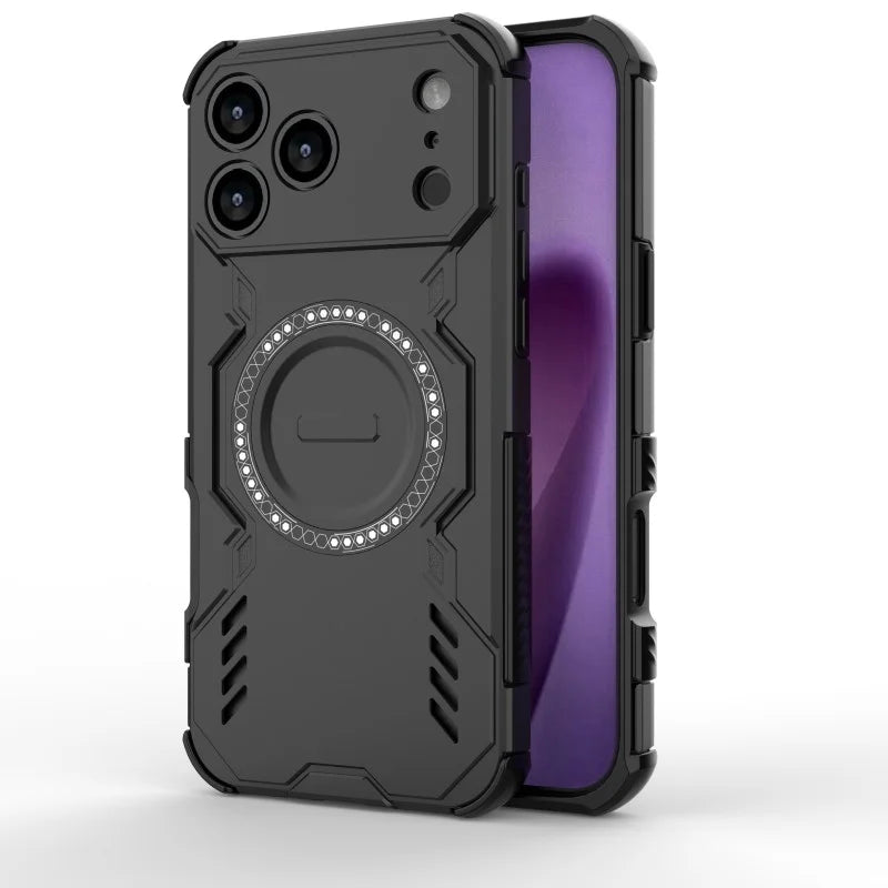 WANLONFENG For iPhone 17 Pro Max Magnetic Case  DJ Series PC TPU Phone Cover with 2Pcs Tempered Glass Film - Black - 5