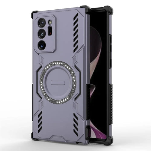 For Samsung Galaxy Note20 Ultra Magnetic Case Butterfly Armor Hollow Heat Dissipation PC + TPU Phone Cover - Purple - 1
