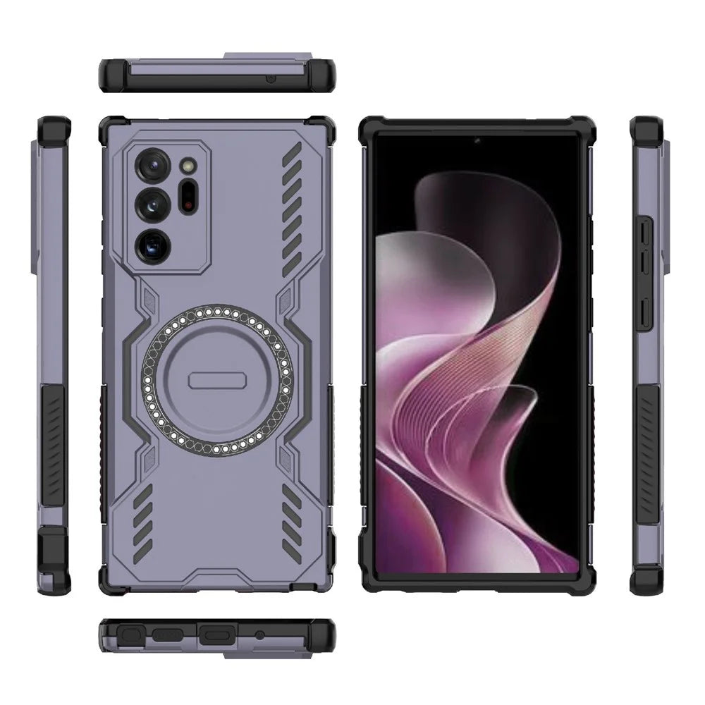 For Samsung Galaxy Note20 Ultra Magnetic Case Butterfly Armor Hollow Heat Dissipation PC + TPU Phone Cover - Purple - 2