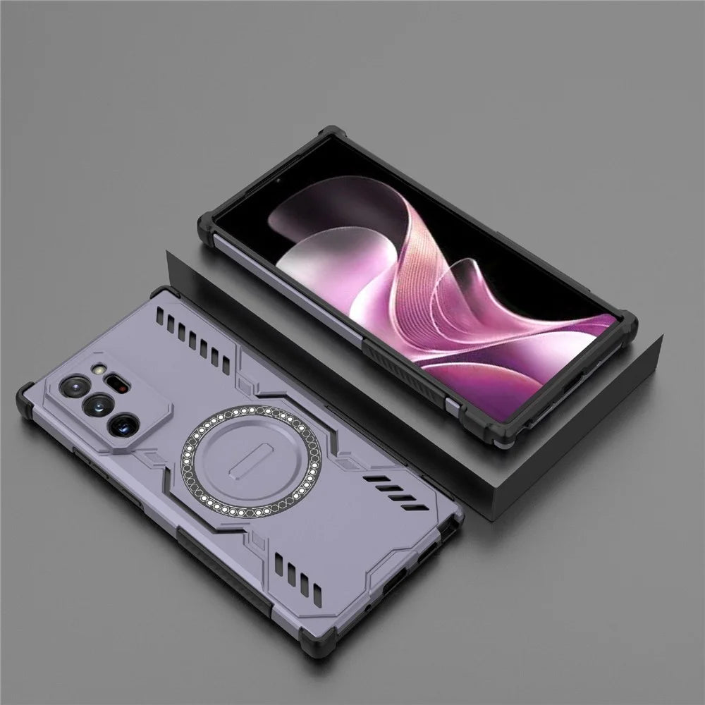 For Samsung Galaxy Note20 Ultra Magnetic Case Butterfly Armor Hollow Heat Dissipation PC + TPU Phone Cover - Purple - 4
