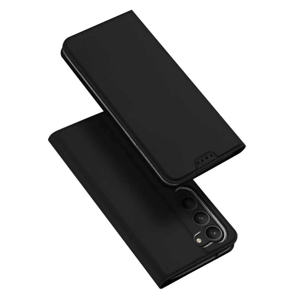 DUX DUCIS Skin Pro Series for Samsung Galaxy S23 PU Leather Card Holder Case Anti-scratch Foldable Stand Phone Cover - Black - 1