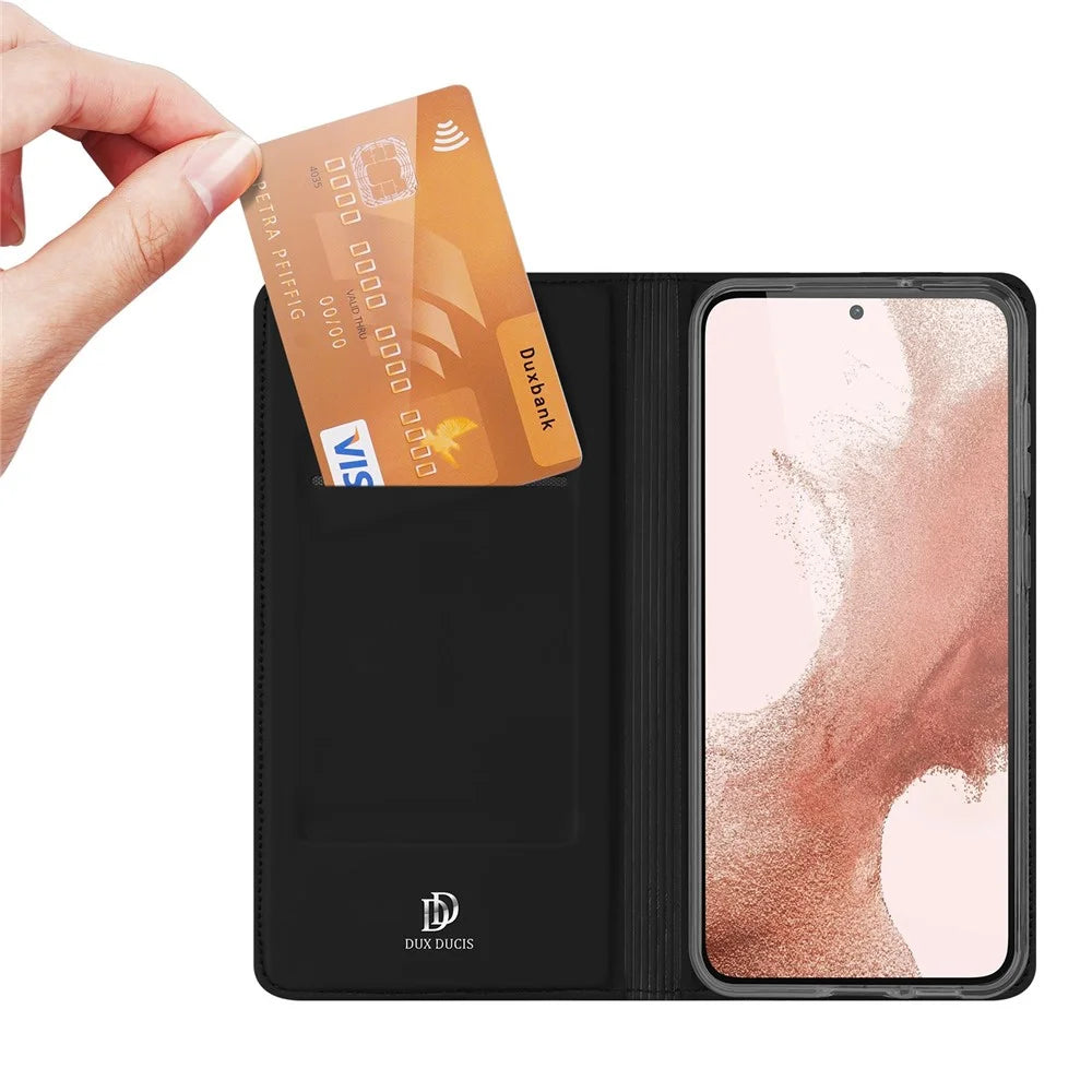 DUX DUCIS Skin Pro Series for Samsung Galaxy S23 PU Leather Card Holder Case Anti-scratch Foldable Stand Phone Cover - Black - 2