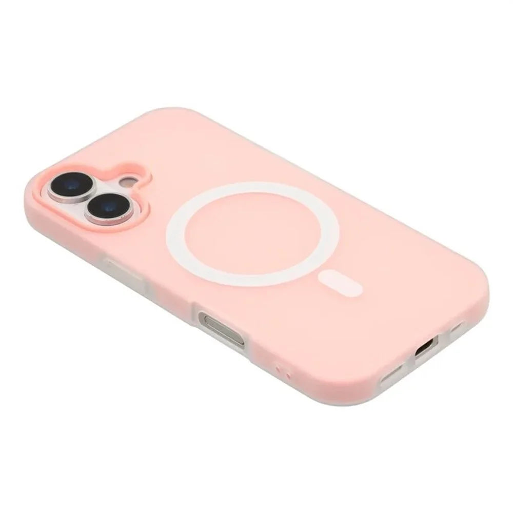 WANLONFENG ML Series For iPhone 17 Magnetic Case Matte PC TPU Phone Cover Large Cutouts with 2Pcs Screen Film - Pink - 5