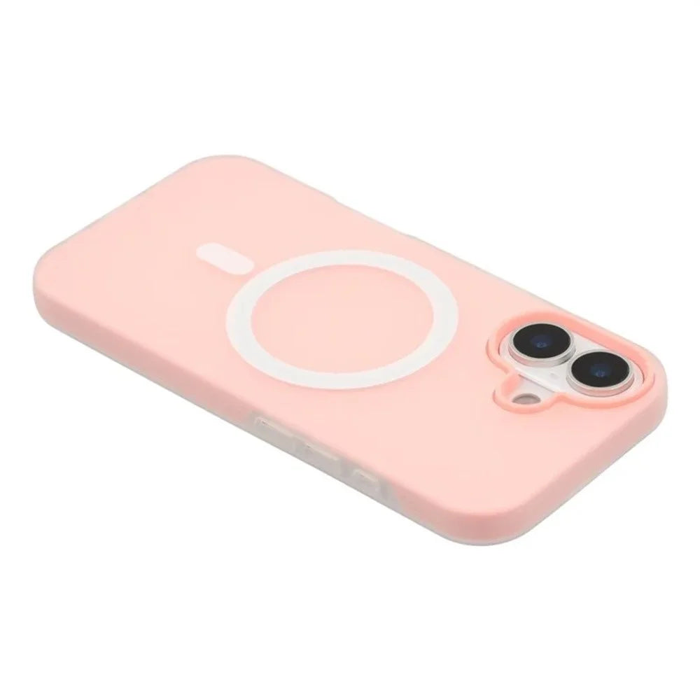 WANLONFENG ML Series For iPhone 17 Magnetic Case Matte PC TPU Phone Cover Large Cutouts with 2Pcs Screen Film - Pink - 6