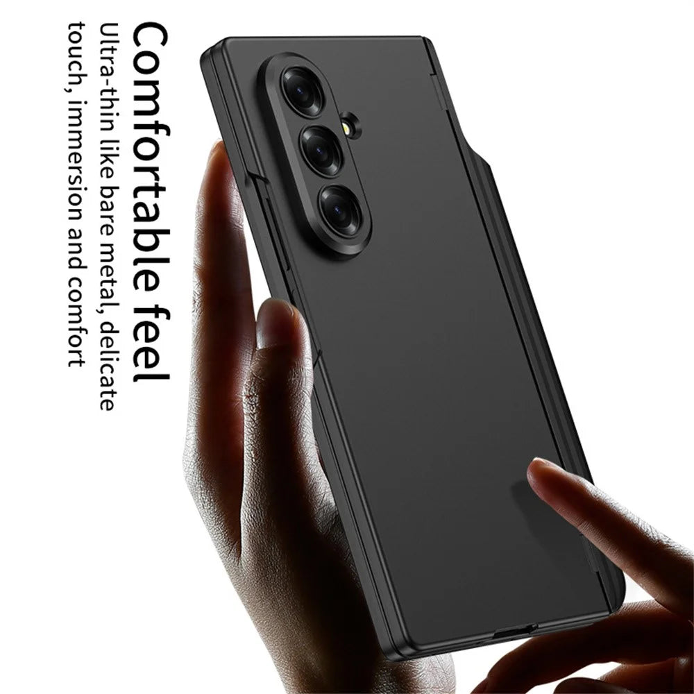 GKK For Samsung Galaxy Z Fold7 5G Case Kickstand Magnetic Hinge PC Phone Cover with Tempered Glass Film  /  Stylus - Blue - 4