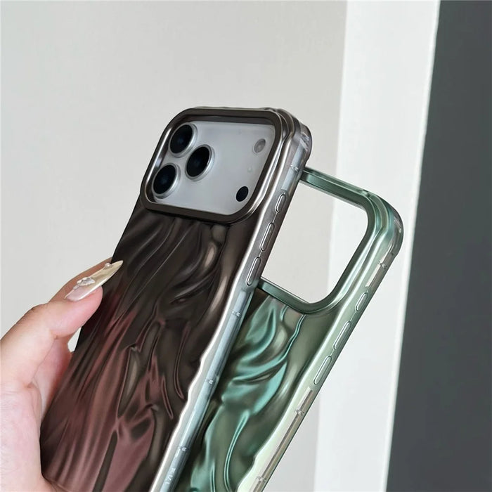For iPhone 17 Pro Max Case Wrinkled Matte Electroplated TPU Phone Back Cover - Pink - 3