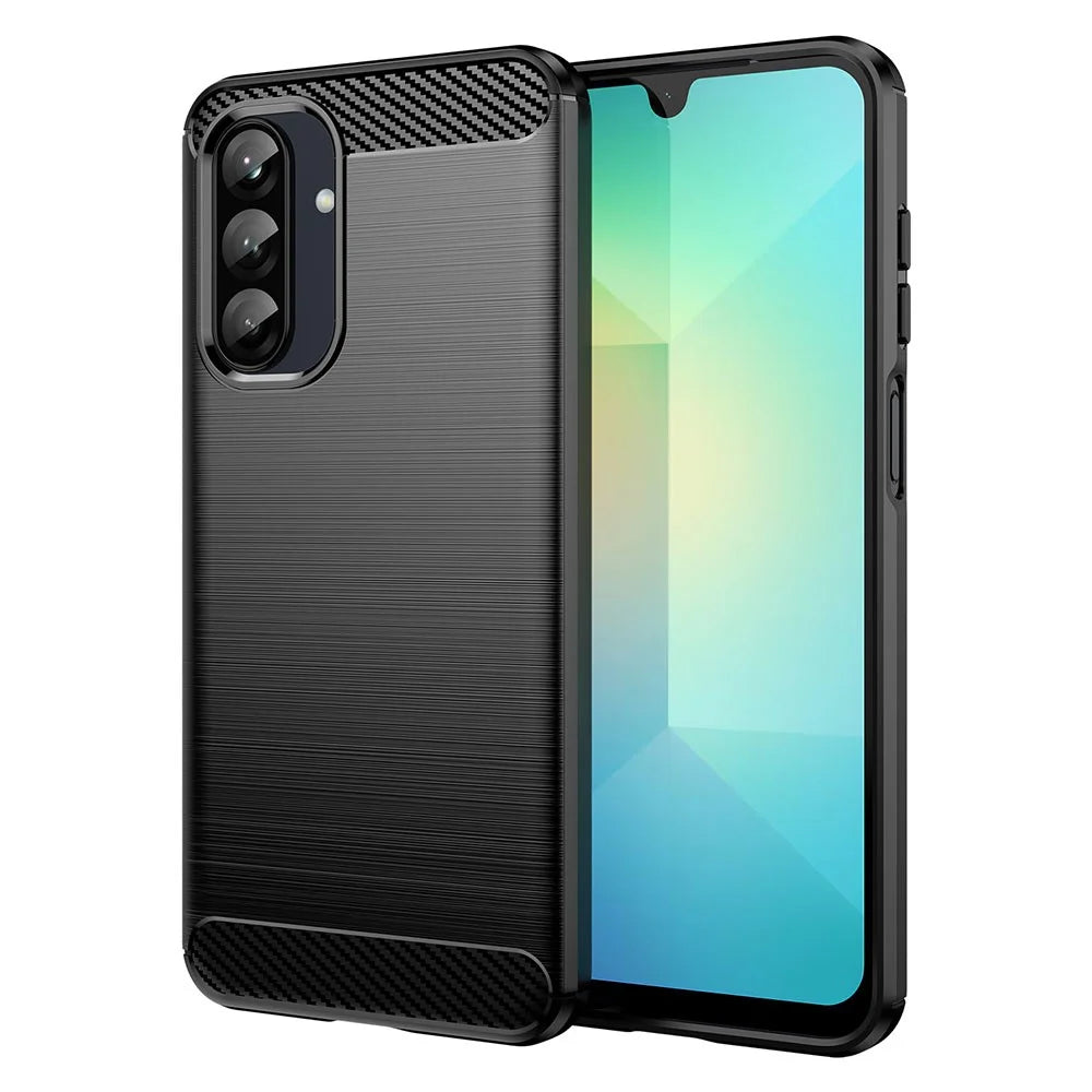 AMORUS For Samsung Galaxy A26 5G Case Carbon Fiber Texture Brushed Protective Phone Cover - Black - 1