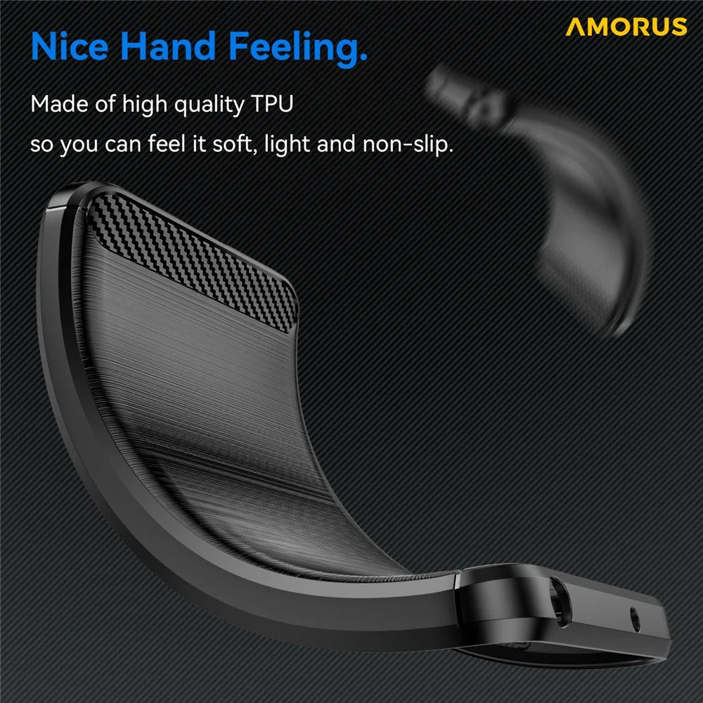 AMORUS For Samsung Galaxy A26 5G Case Carbon Fiber Texture Brushed Protective Phone Cover - Black - 4