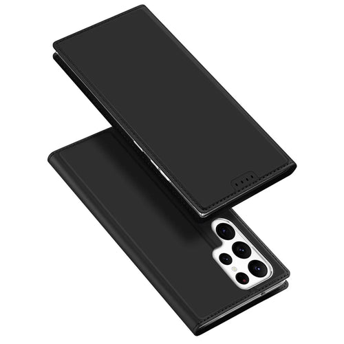 DUX DUCIS Skin Pro Series for Samsung Galaxy S23 Ultra Leather Stand Cover Card Holder (Non-magnetic) - Black - 1