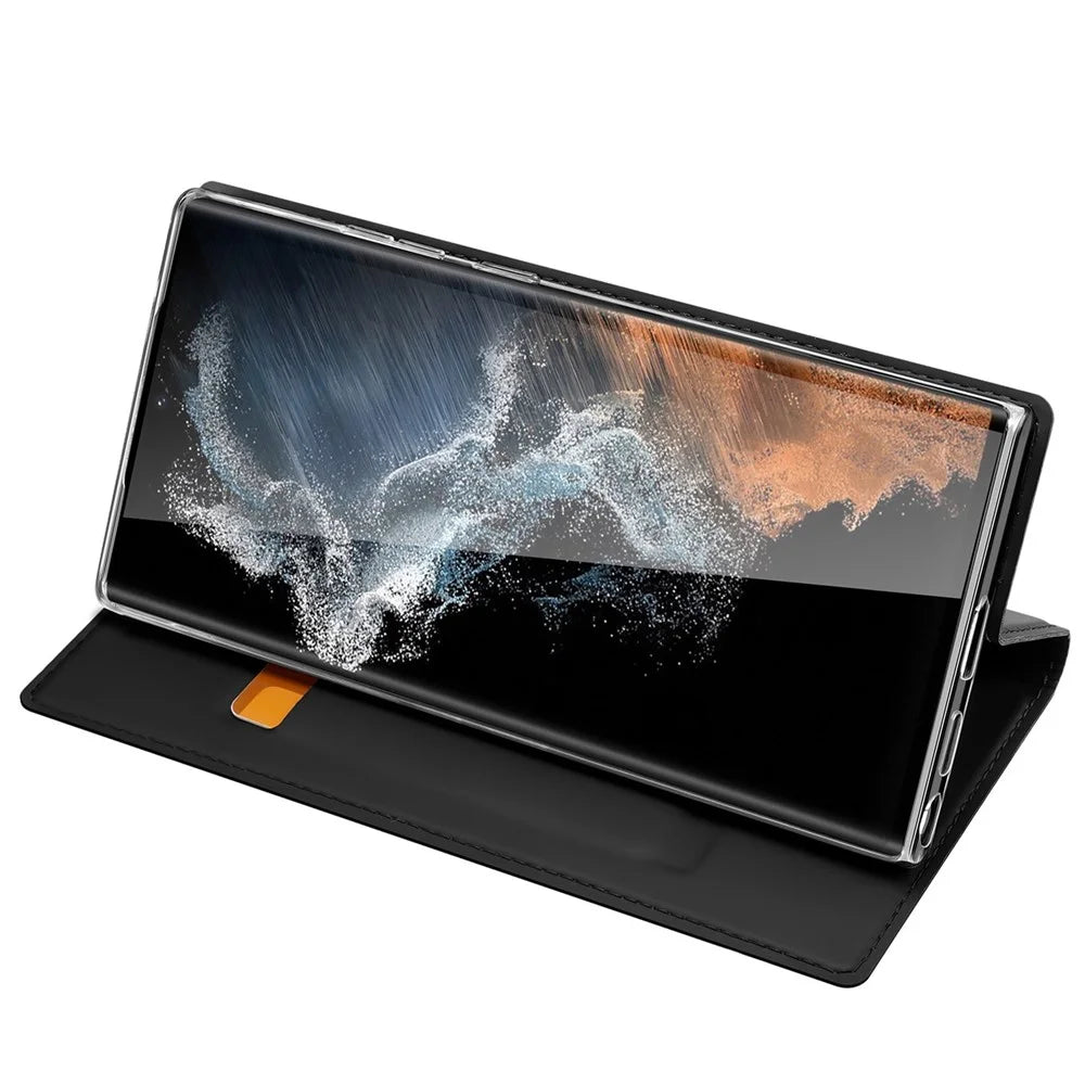 DUX DUCIS Skin Pro Series for Samsung Galaxy S23 Ultra Leather Stand Cover Card Holder (Non-magnetic) - Black - 3