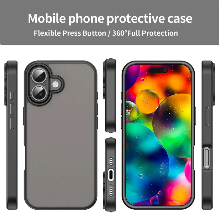 For iPhone 17 Case Skin Touch Matte Anti Drop TPU PC Phone Back Cover - Black - 2
