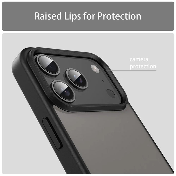 For iPhone 17 Pro Case Skin Touch Matte Anti Drop TPU PC Phone Back Cover - Black - 6