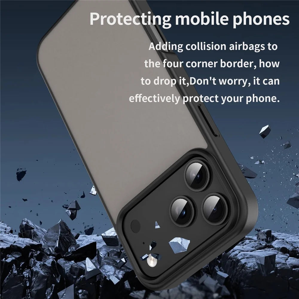 For iPhone 17 Pro Max Case Skin Touch Matte Anti Drop TPU PC Phone Back Cover - Black - 3