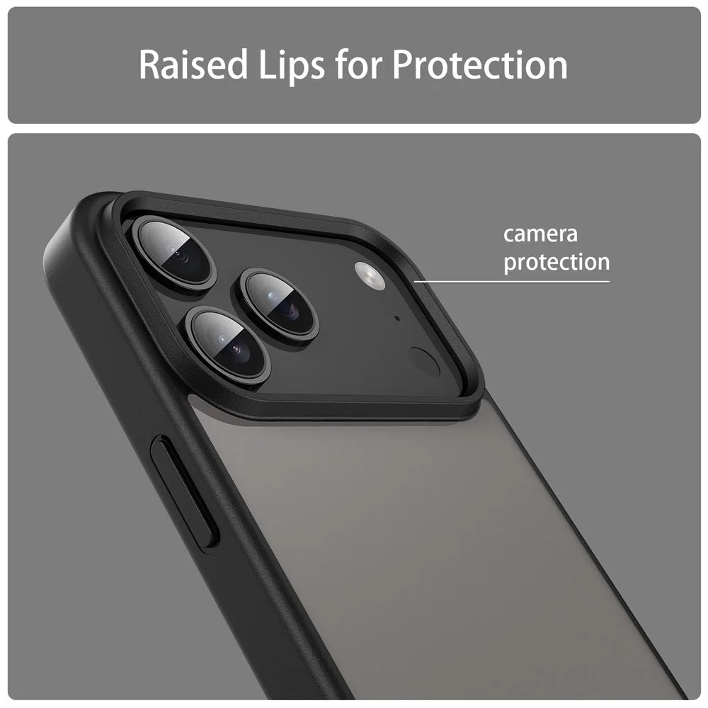 For iPhone 17 Pro Max Case Skin Touch Matte Anti Drop TPU PC Phone Back Cover - Black - 6