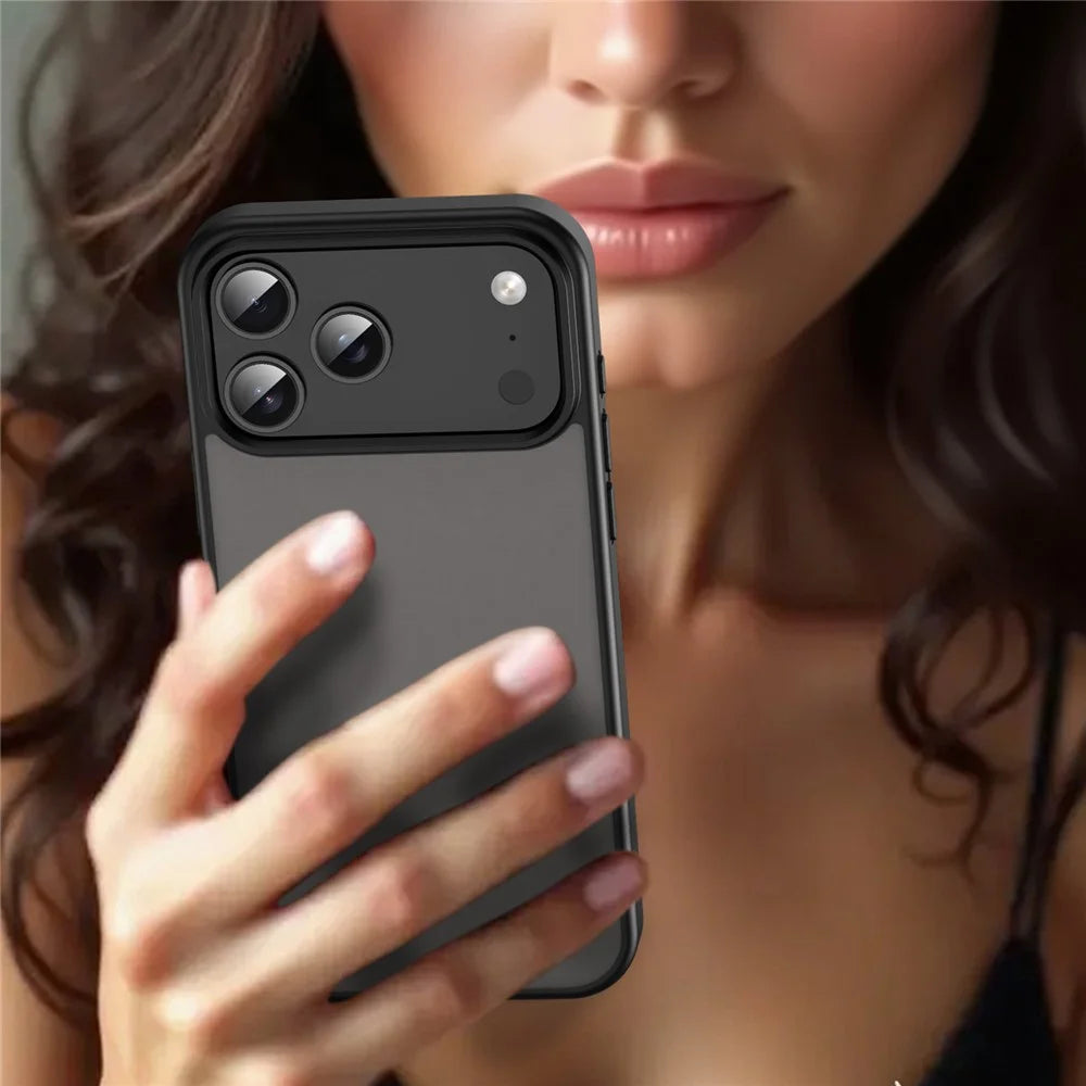 For iPhone 17 Pro Max Case Skin Touch Matte Anti Drop TPU PC Phone Back Cover - Black - 7