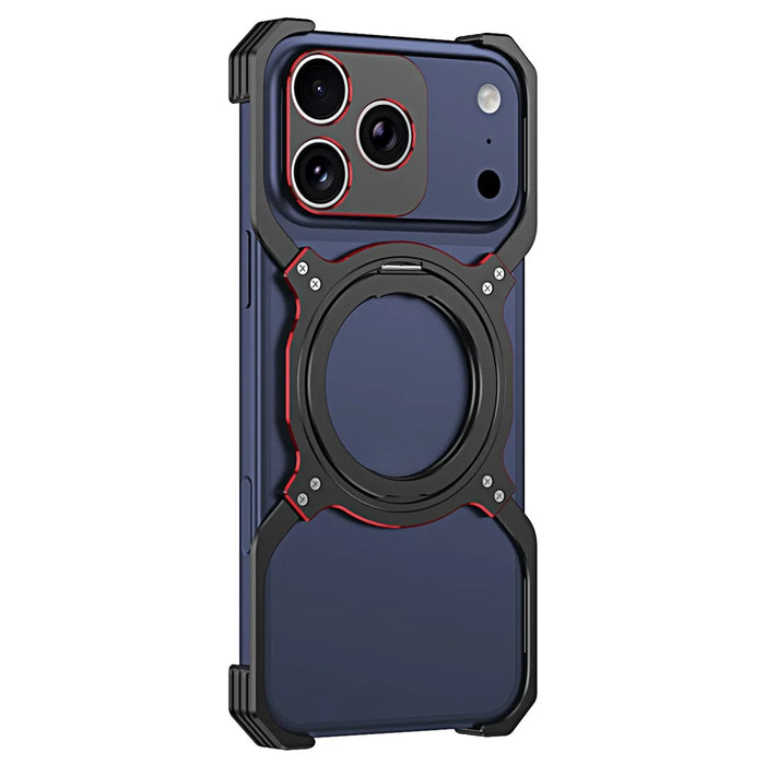 For iPhone 17 Pro Max Case Kickstand Metal Bumper Magnetic Phone Cover - Black  /  Red - 2