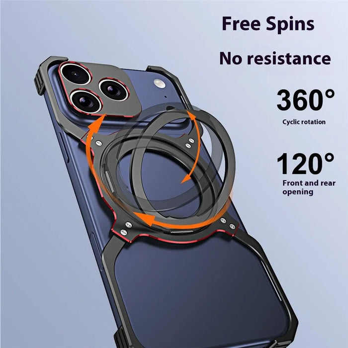 For iPhone 17 Pro Max Case Kickstand Metal Bumper Magnetic Phone Cover - Black  /  Red - 5