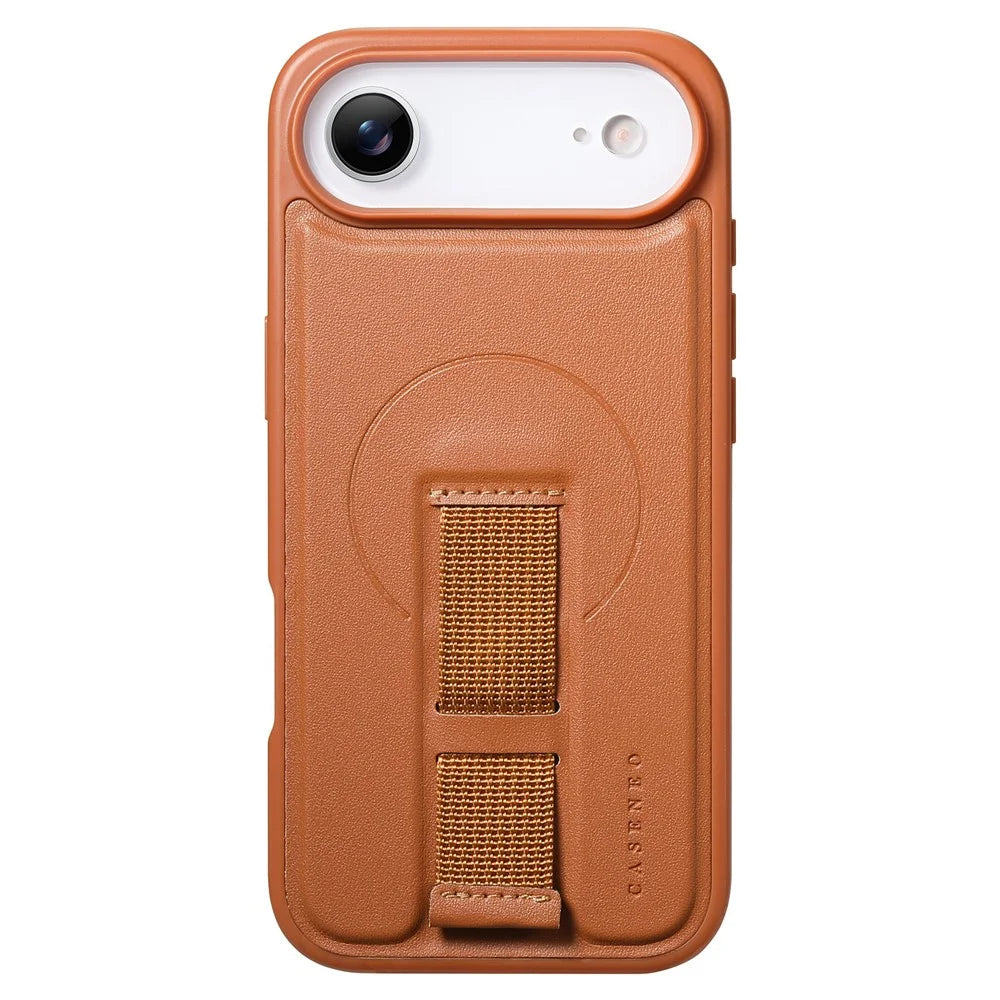 CASENEO For iPhone Air Magnetic Case Wristband PU Leather + PC Shockproof Phone Cover - Brown - 3