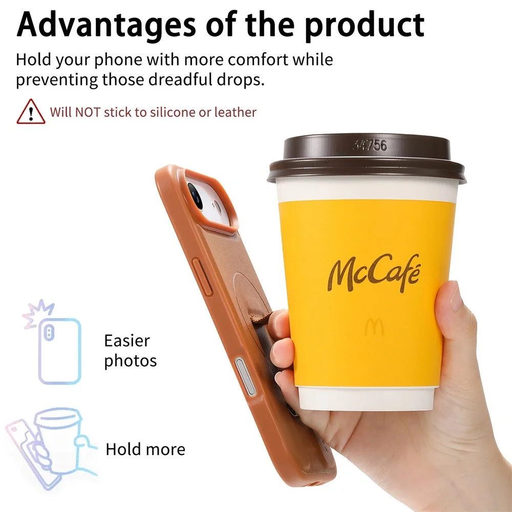 CASENEO For iPhone Air Magnetic Case Wristband PU Leather + PC Shockproof Phone Cover - Brown - 6