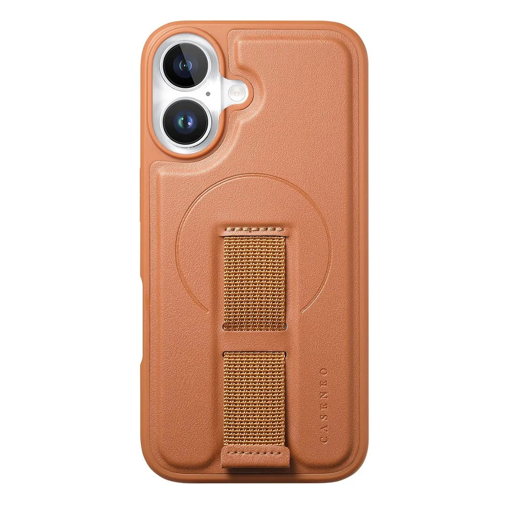 CASENEO For iPhone 17 Magnetic Case Wristband PU Leather + PC Shockproof Phone Cover - Brown - 3