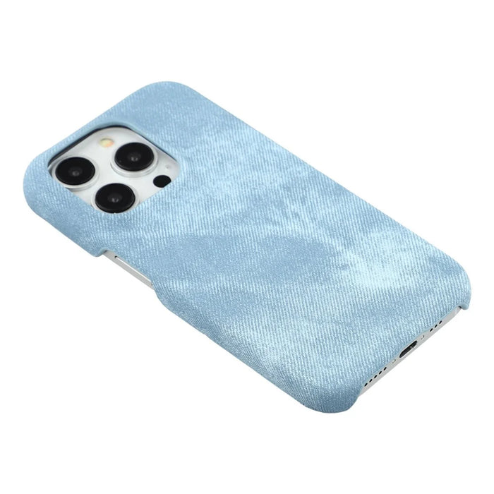 For iPhone 15 Pro Magnetic Case Denim Cloth Texture Leather + PC Shockproof Phone Cover - Baby Blue - 4