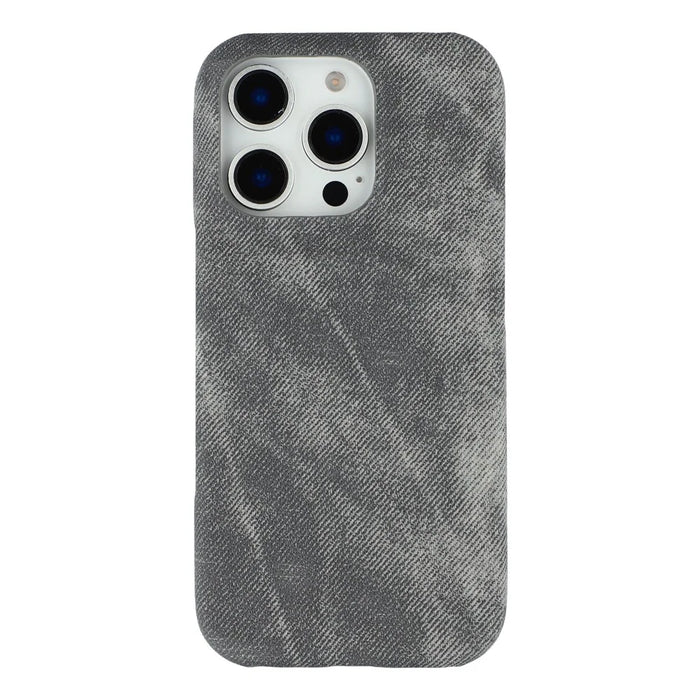 For iPhone 16 Pro Magnetic Case Denim Cloth Texture Leather + PC Shockproof Phone Cover - Dark Grey - 3