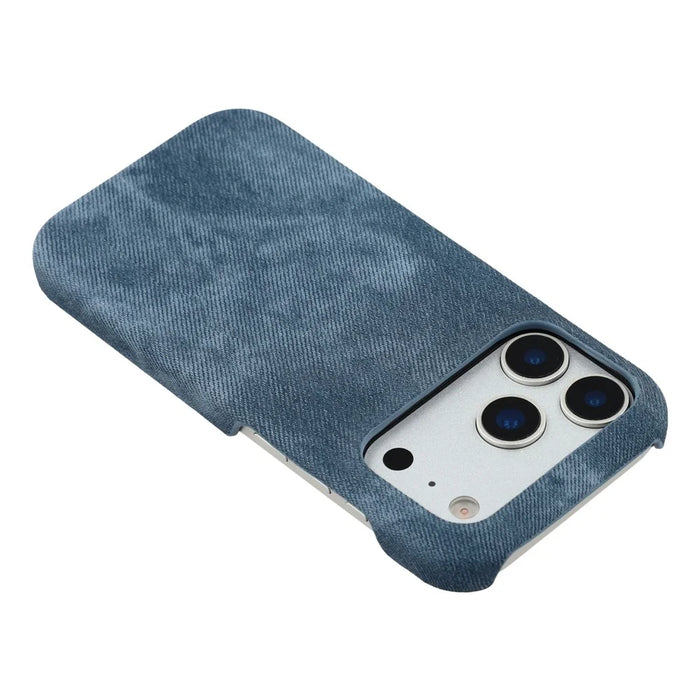 For iPhone 18 Pro Max / 17 Pro Max Magnetic Case Denim Cloth Texture Leather + PC Shockproof Phone Cover - Dark Blue - 5