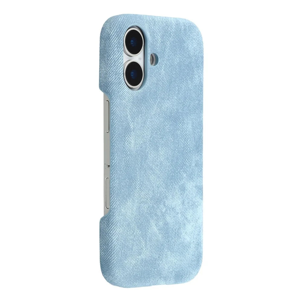 For iPhone 17 Magnetic Case Denim Cloth Texture Leather + PC Shockproof Phone Cover - Baby Blue - 1