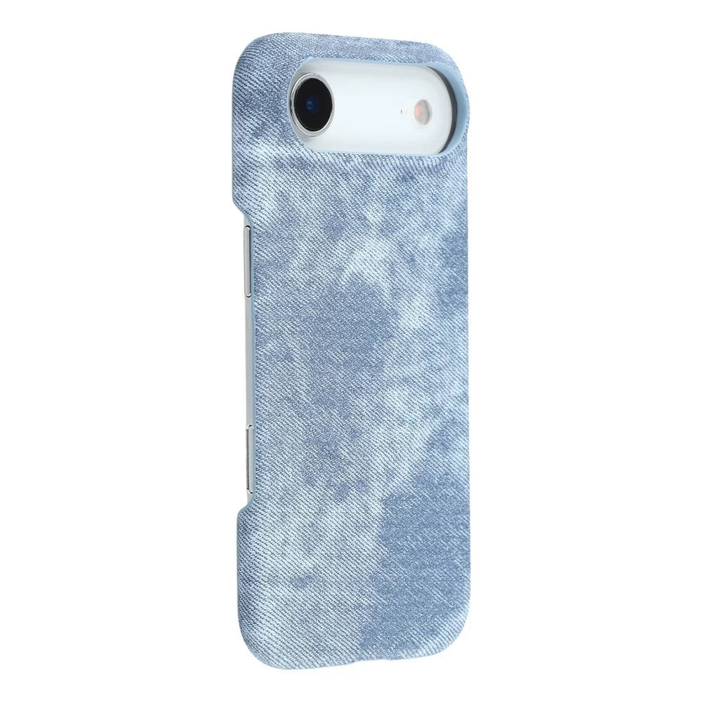 For iPhone Air Magnetic Case Denim Cloth Texture Leather + PC Shockproof Phone Cover - Grey Blue - 1