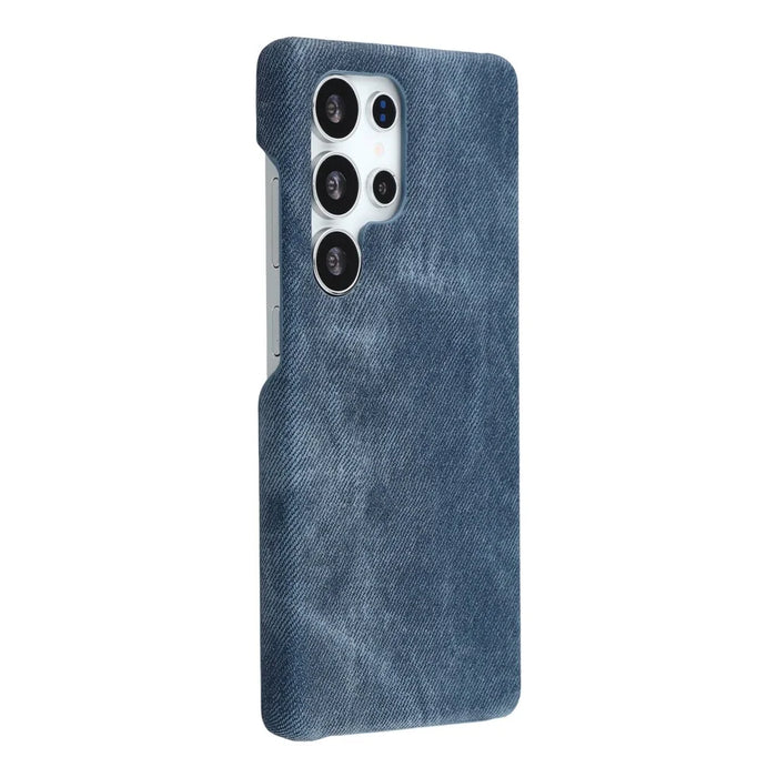 For Samsung Galaxy S25 Ultra Magnetic Case Denim Cloth Texture Leather + PC Shockproof Phone Cover - Dark Blue - 1