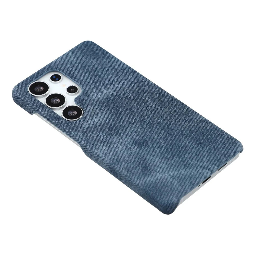 For Samsung Galaxy S24 Ultra Magnetic Case Denim Cloth Texture Leather + PC Shockproof Phone Cover - Dark Blue - 4