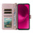 For T-Mobile REVVL 8  /  T Phone 3 Case with Shoulder  /  Wrist Strap Leather Phone Cover Stand Wallet - Pink - 3