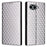 For T-Mobile REVVL 8  /  T Phone 3 Case Wallet Rhombus Imprinted Leather Phone Cover - Silver - 1