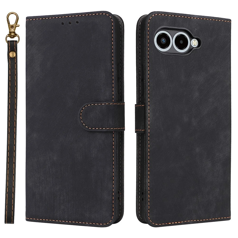 For T-Mobile REVVL 8  /  T Phone 3 Case Wallet RFID Blocking PU Leather Phone Cover Stand with Strap - Black - 1