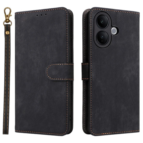 For vivo V60 Lite 4G  /  5G Case Wallet RFID Blocking PU Leather Phone Cover Stand with Strap - Black - 1