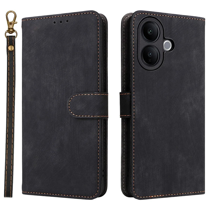 For vivo V60 Lite 4G  /  5G Case Wallet RFID Blocking PU Leather Phone Cover Stand with Strap - Black - 1