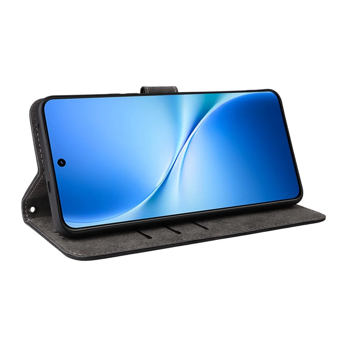 For vivo V60 Lite 4G  /  5G Case Wallet RFID Blocking PU Leather Phone Cover Stand with Strap - Black - 4