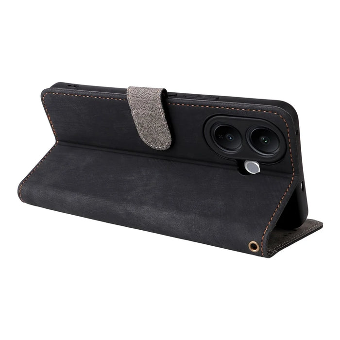 For vivo V60 Lite 4G  /  5G Case Wallet RFID Blocking PU Leather Phone Cover Stand with Strap - Black - 5